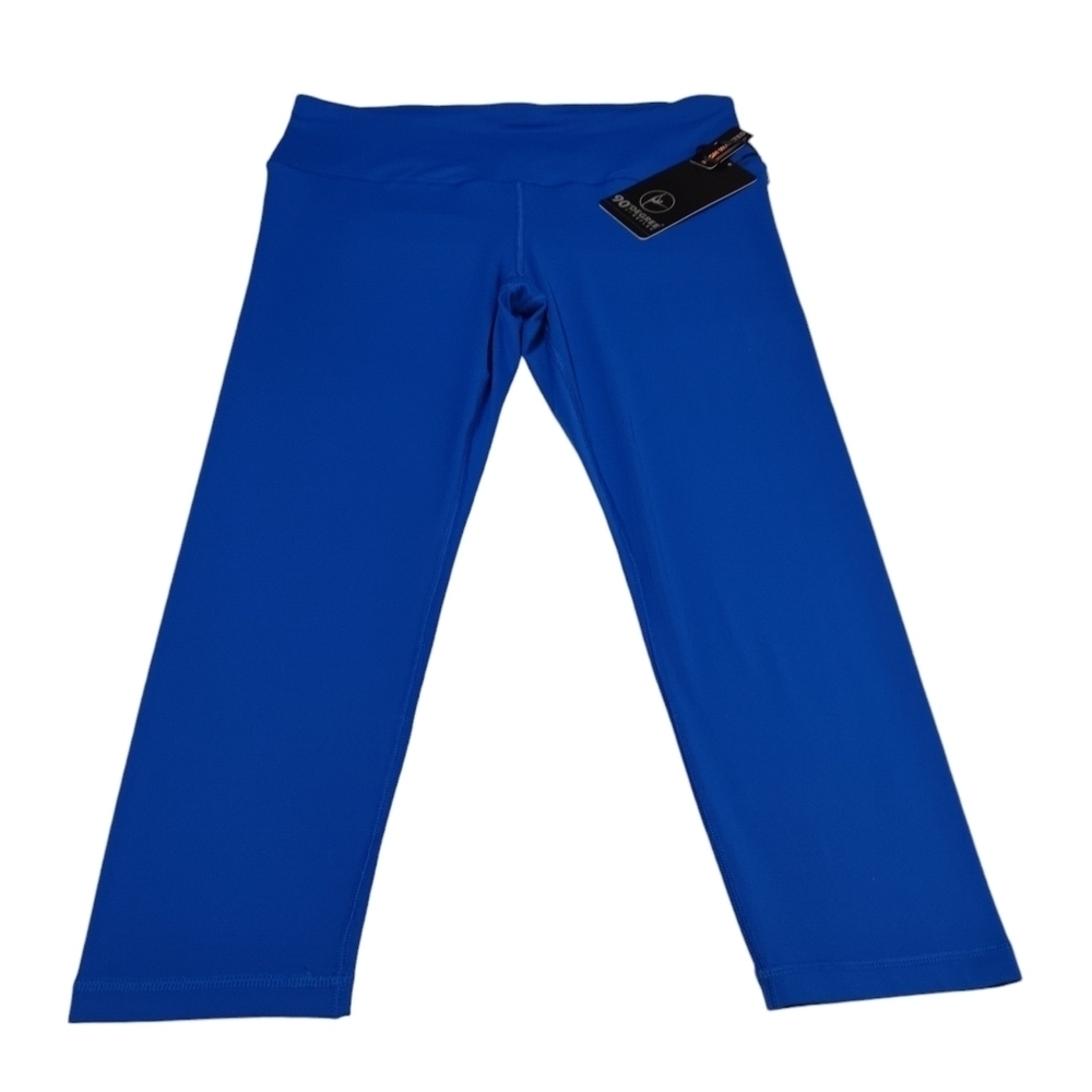 90 Degree Leggings Women's Blue High Waisted Cropped Leggings Size XL NWT